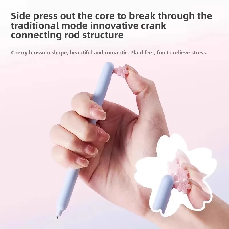 قلم جل KACO Lingyue Sakura إصدار محدود، قلم POPUP قابل للسحب بالضغط الجانبي، 0.5 مم، للطلاب، امتحان سريع الجفاف ST Nib، Br
