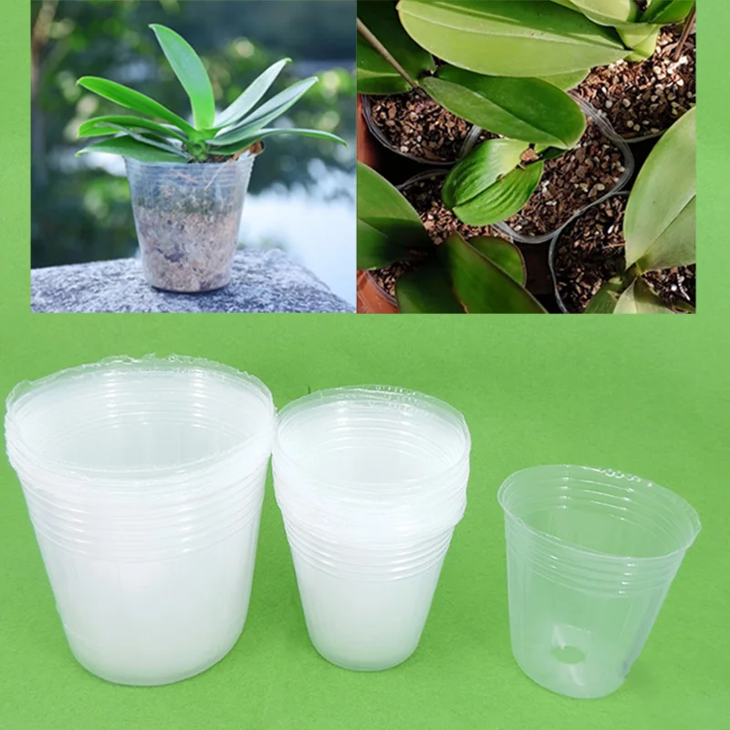 8cm 10cm Garden Transparency Nursery Pots Planting grow Nutrition Cup Orchid Propagation Container Bag Soft Plastic Flowers Pot