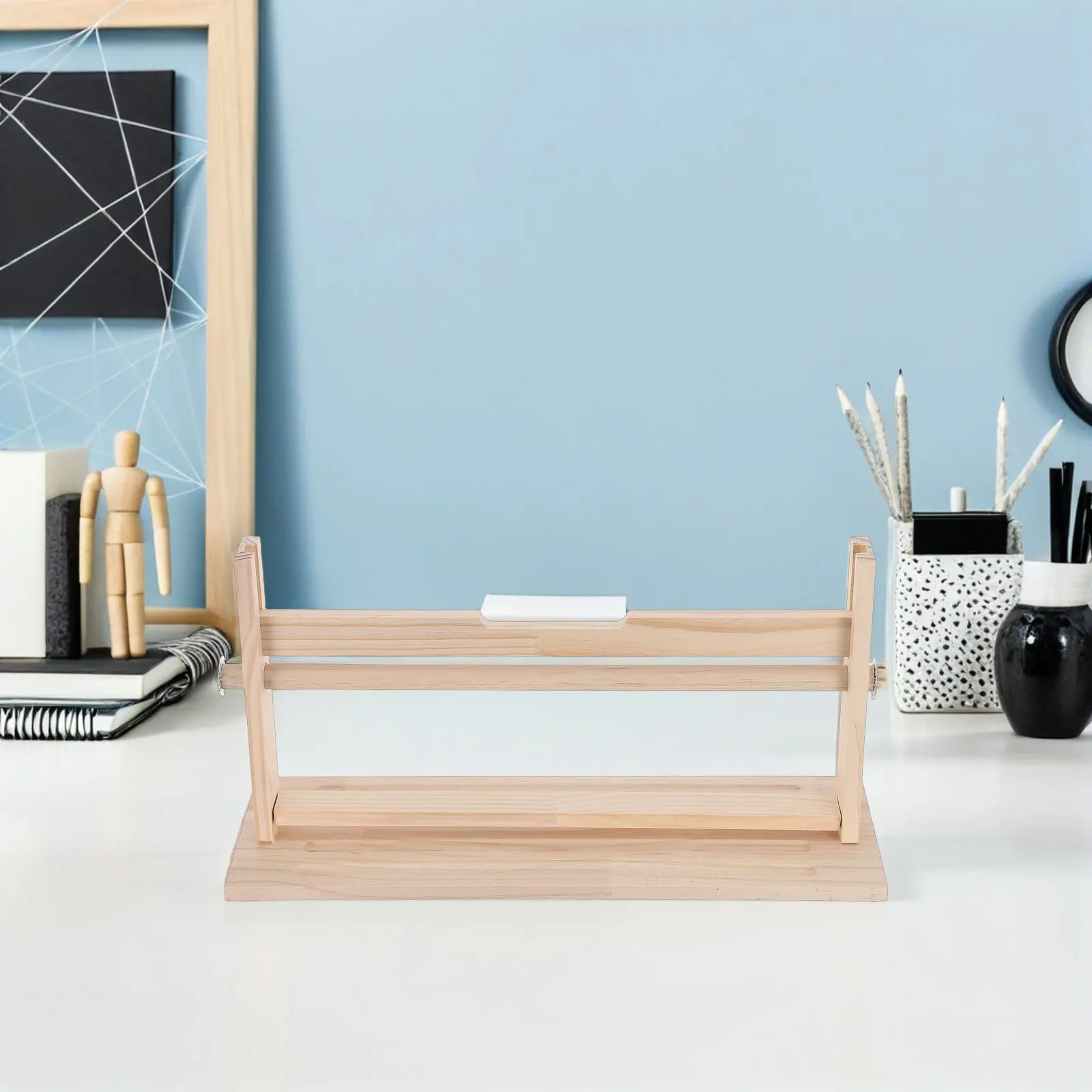 Wooden Craft Paper Roll Holder Organizer For Sewing Craft Supplies Organizer Tabletop Drawing