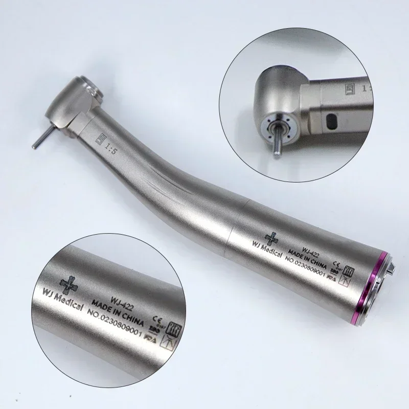 E-Type Coupling Dental 1:5 Fiber Optic LED Contra Angle Polishing Tool with 4-Way Water Spray, Low Noise, Available in 2/4-Hole