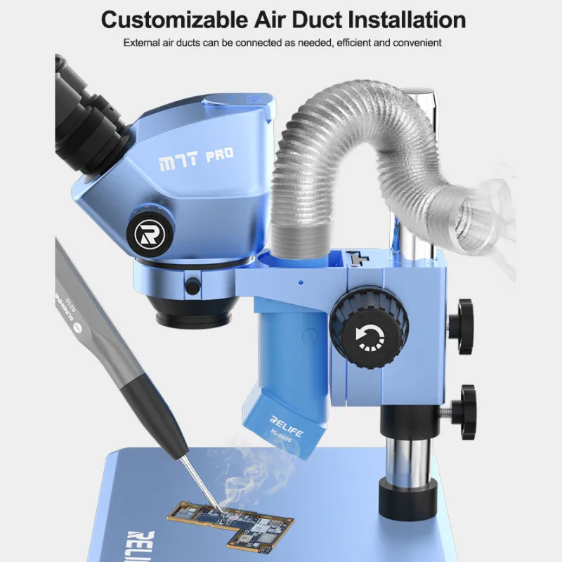 RELIFE RL-6600 Estrattore di fumo per microscopio per la manutenzione del telefono cellulare Tipo-C 8500R/Min Strumento per la rimozione del fumo dell'olio di saldatura