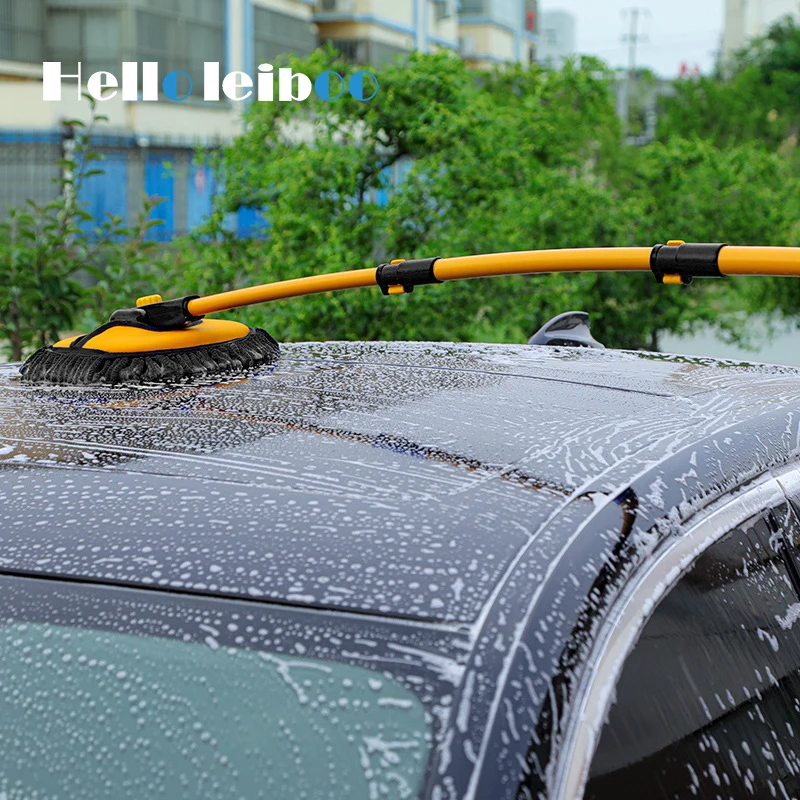 Car Wash Brush Telescoping Long Handle Car Wash Mop Adjustable Cleaning Brush 15° Bent Bar Mop Auto Cleaning Tools Accessories