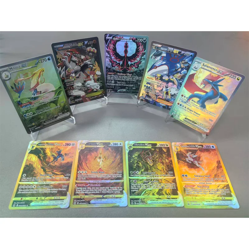 

Серия карт Pkm Diy, английская версия Moltres V Mew Vmax Latias Ex Zacian Kyogre Zoroark Groudon, коллекция игр, аниме-карта