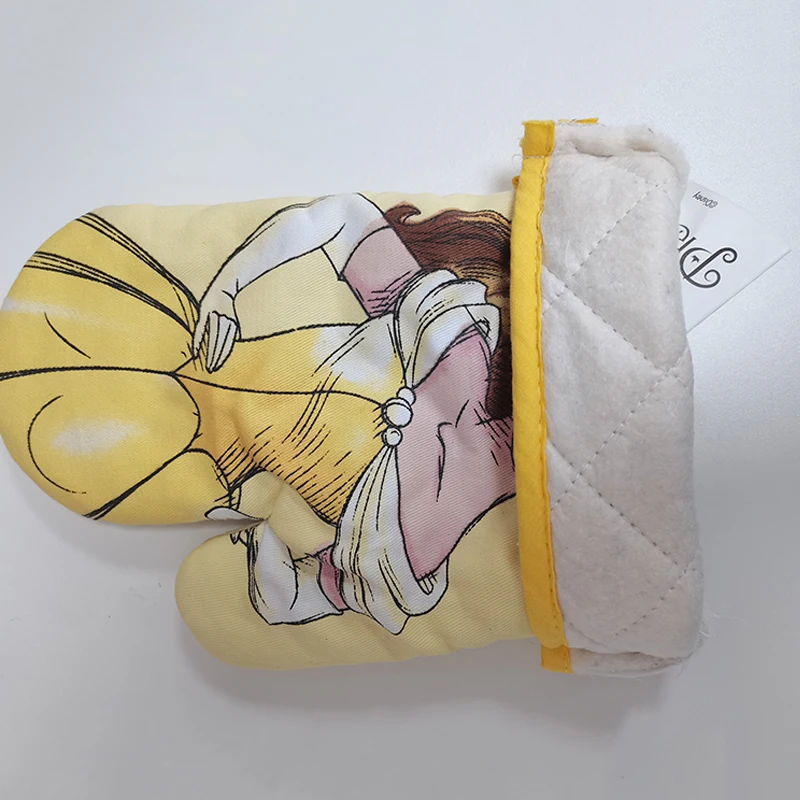 Disney Belle Princess Oven Gloves Cartoon Figures Baking Cooking Anti-scald Insulation Glove Kitchen Microwave Oven Accessories