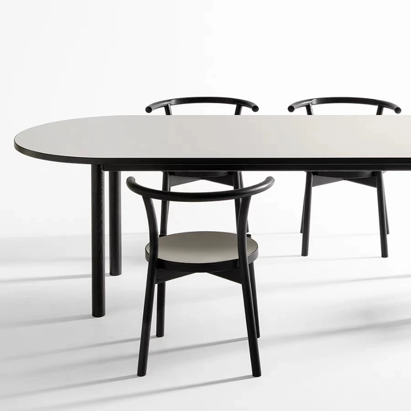 Nordic solid wood oval, dining table creative small apartment dining table, modern desk desk, simple long workbench