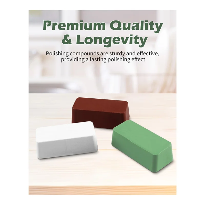 

A84Z-3Pcs Buffing Polishing Compound Kit, Metal Polish 12 Oz - Red Jewelers Rouge, Green Stainless Steel Polishing Compound