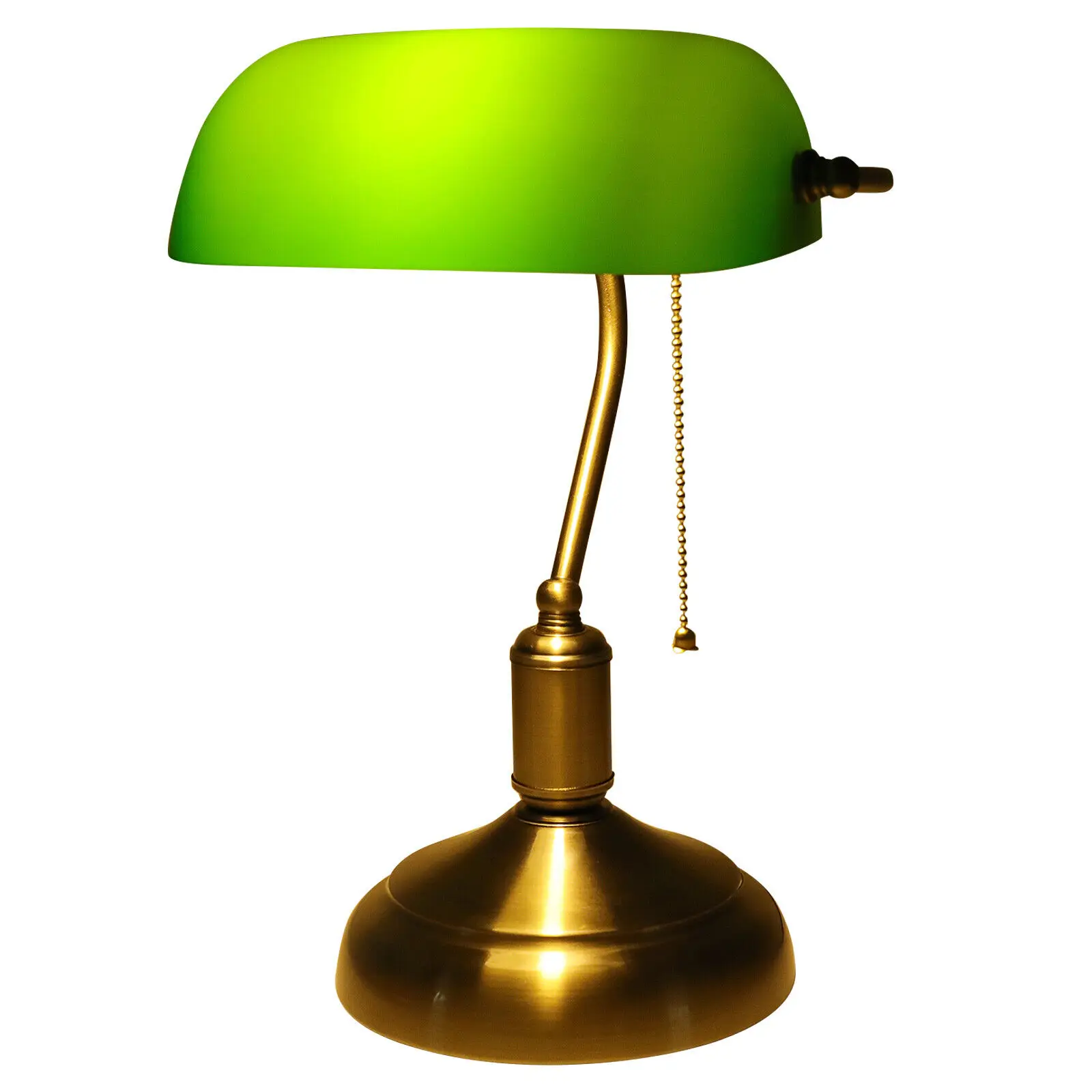 US- Vintage Green Glass Shade Bankers Lamp Desk Library Piano Lamp Light 110V E26 desk light