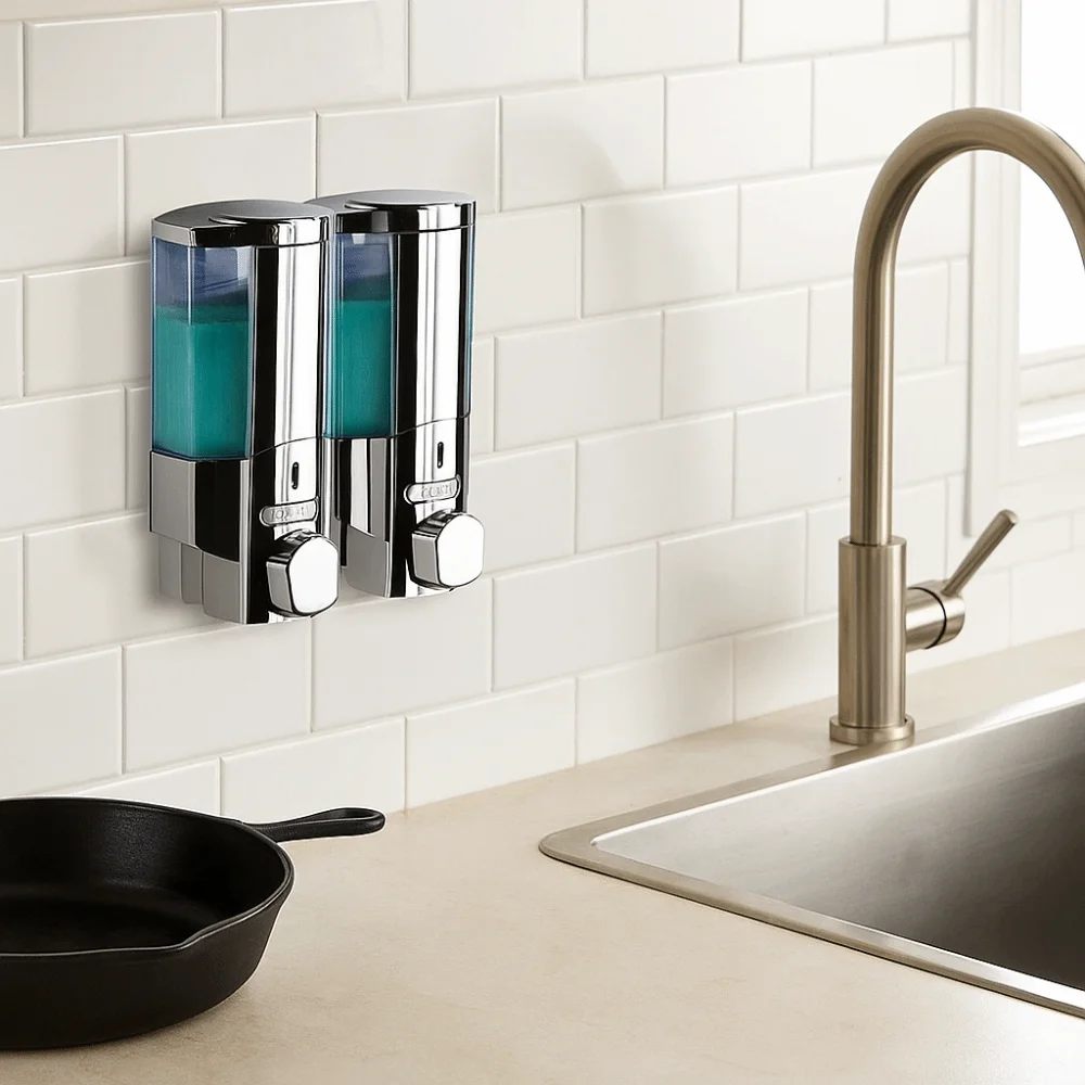 Manual Press Wall Mounted Soap Dispenser Large Capacity Refillable Lotion Soap Container 350ml Space Saving