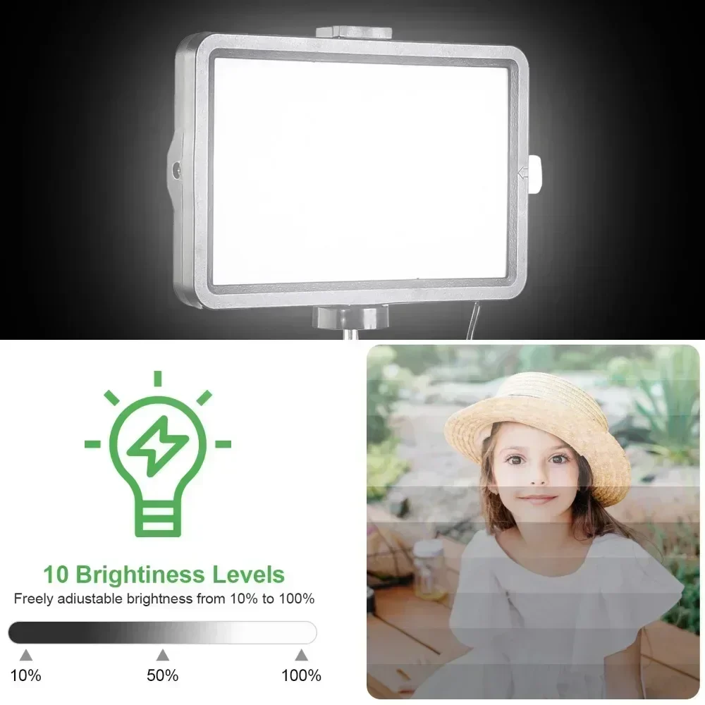 Uegogo 133cm tripé suporte ajustável fotográfico 8 '' luz de preenchimento regulável e filtros coloridos para gravação de vídeo e streaming