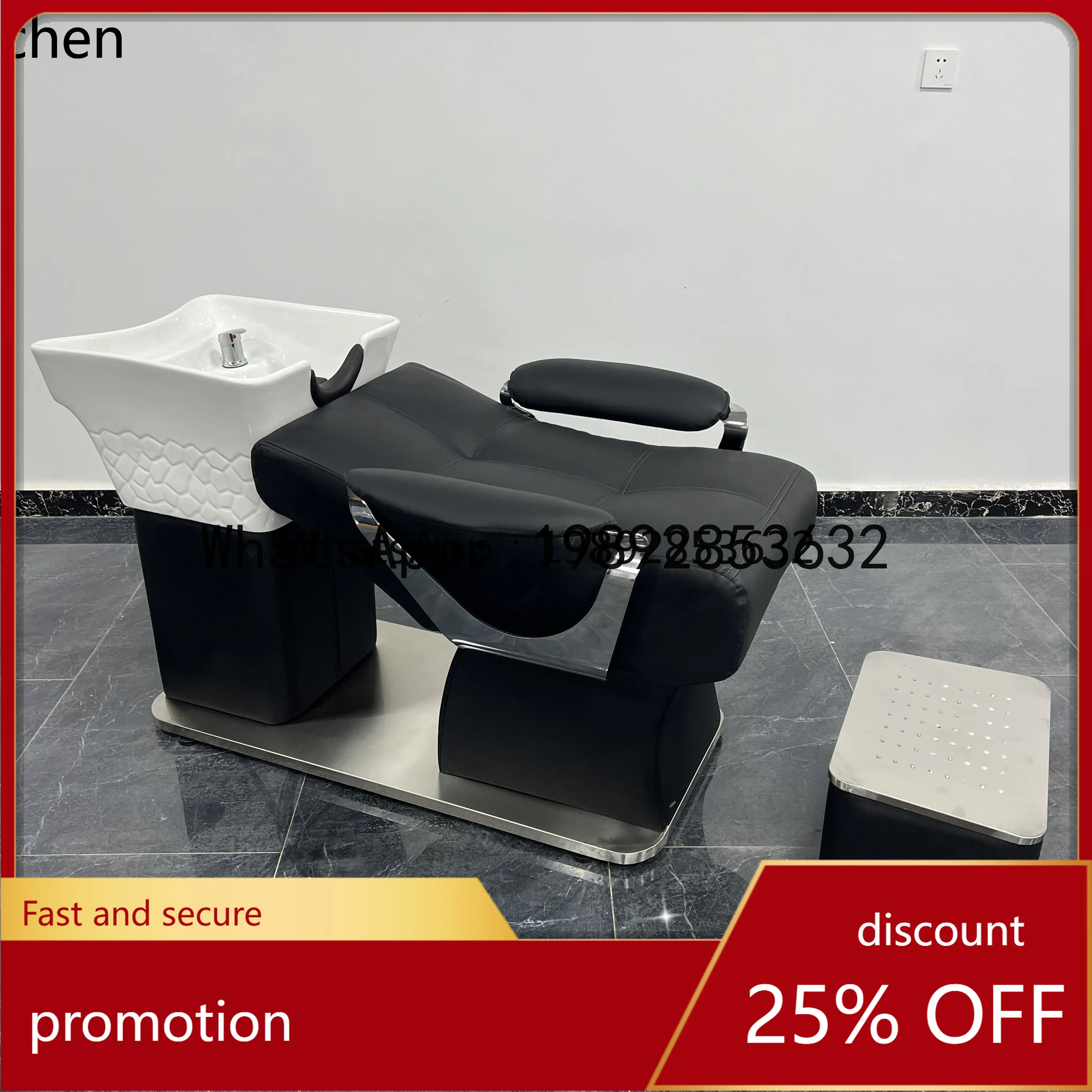 YFY Shampoo Bed Barber Shop Flat Lying Hair Salon Beauty Hair Belt Water Heater Massage Half Lying Deep Basin Flushing Bed