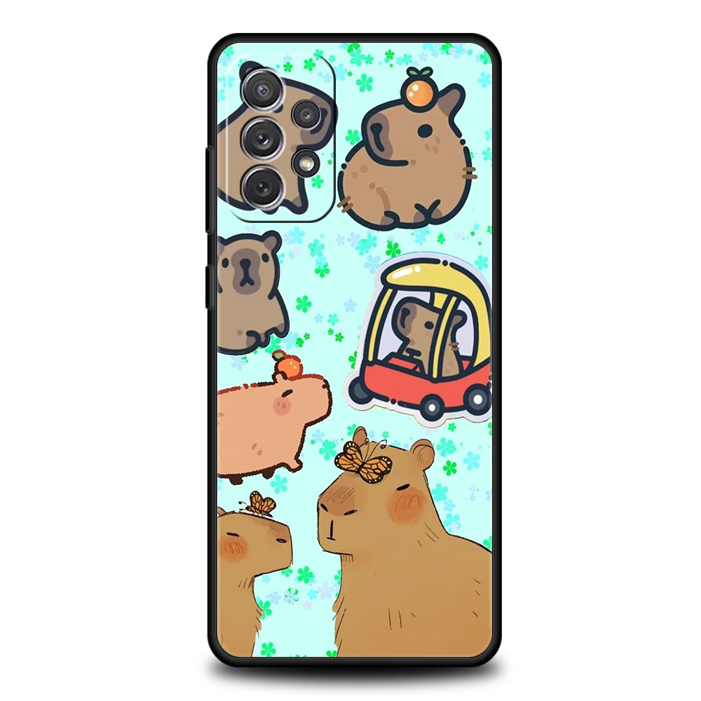 Cartoon Capybara Phone Case for Samsung Galaxy A14 A54 A34 A51 A71 A72 A73 A32 A52 A52S A01 A11 A21S A31 A41 5G Soft Shell Capas