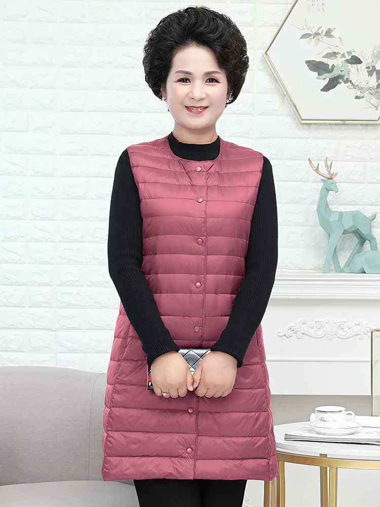 

Women Sleeveless Puffer Jacket 2025 New ArrivalsSpring Winter Female Ultra Lightweight Packable Warm Down X-long Vest Coat