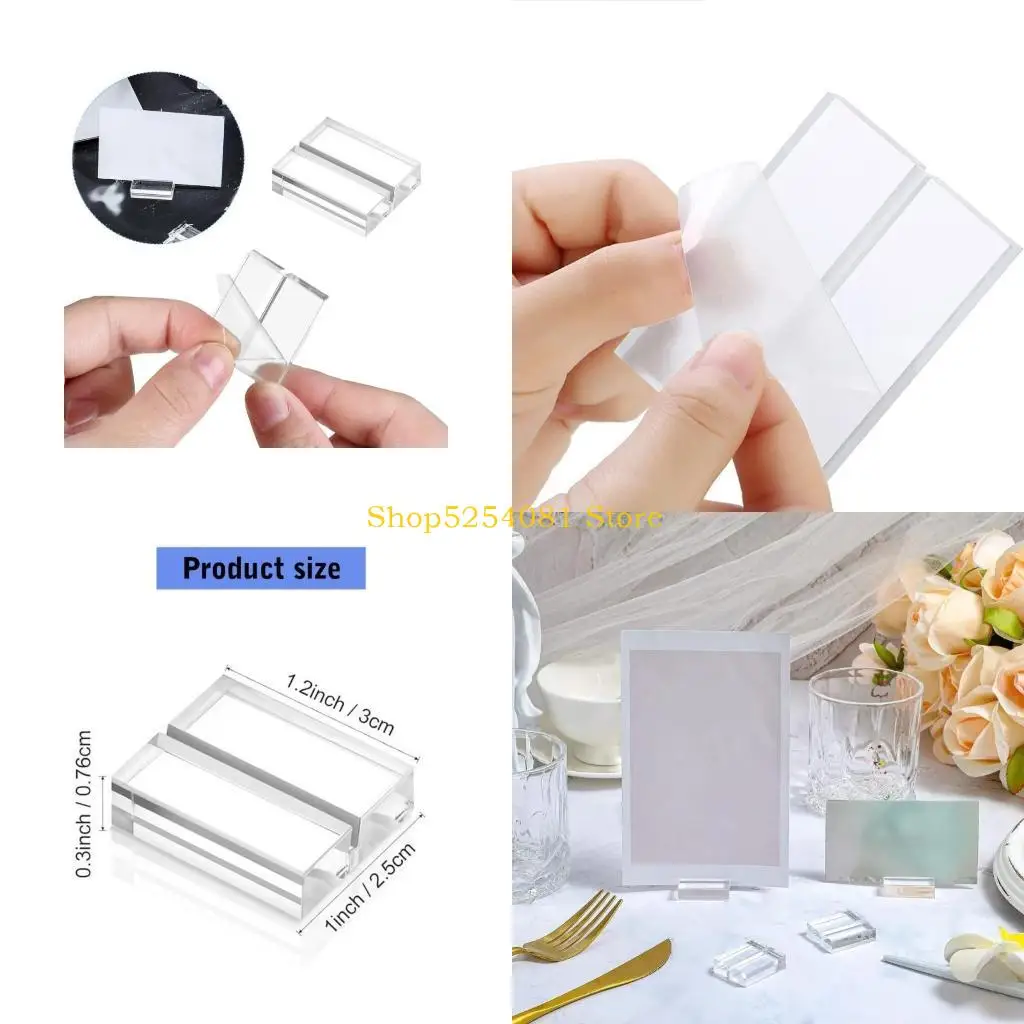 Description Picture 2 of itemAXYC Pack of 10 Clear Acrylic Place Card Holders with Card Slot Office Photo Display Stand for Menu and Price Board Display