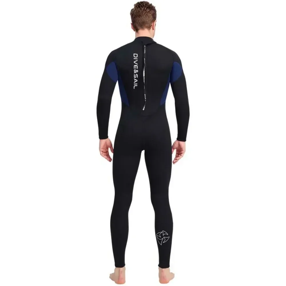 3mm Neoprene Black Splicing Wetsuit Men\'s Women\'s Long Back Zipper Surf One-piece Swimming Couple Suit Underwater Warm Suit