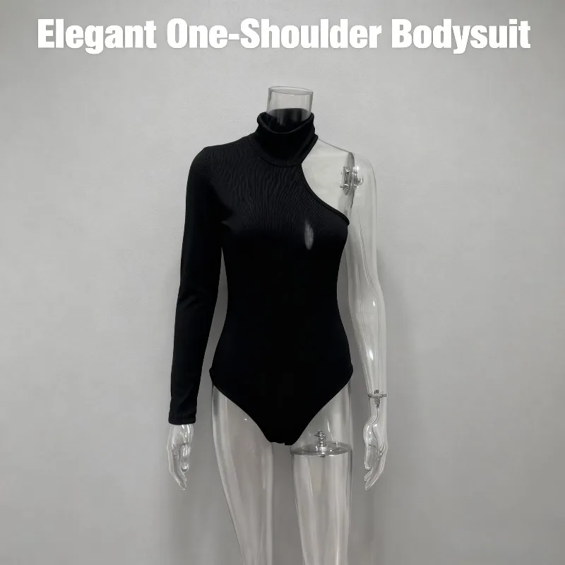 

2025 Women's Summer One-Shoulder Long Sleeve Round Neck Slim Fit Jumpsuit