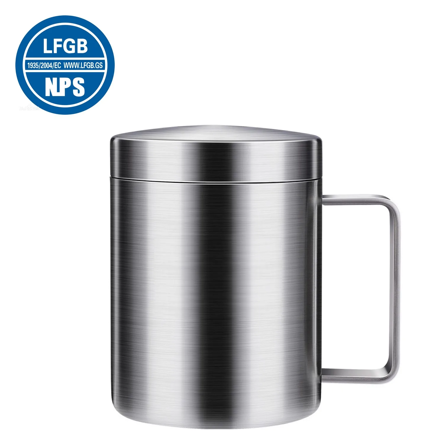 LFGB Certificated 316L Stainless Steel Mug 99.9% Anti-bacterial Water Cup Dustproof and Heat Insulation Coffee Cup for Office