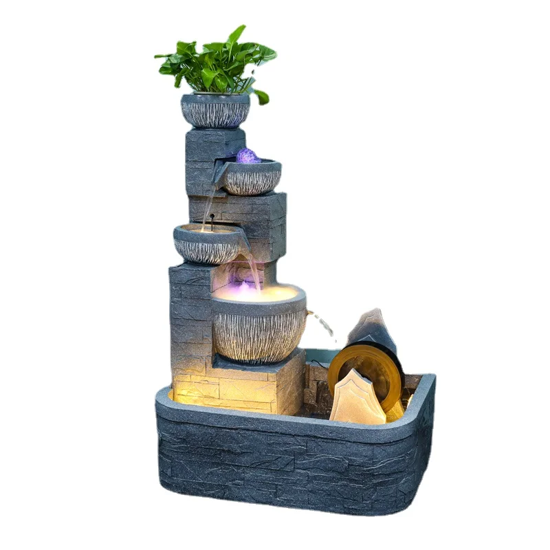 

Zc High Mountain and Flowing Water Ornaments Circulating Water Fish Tank Floor Stairs Landscape