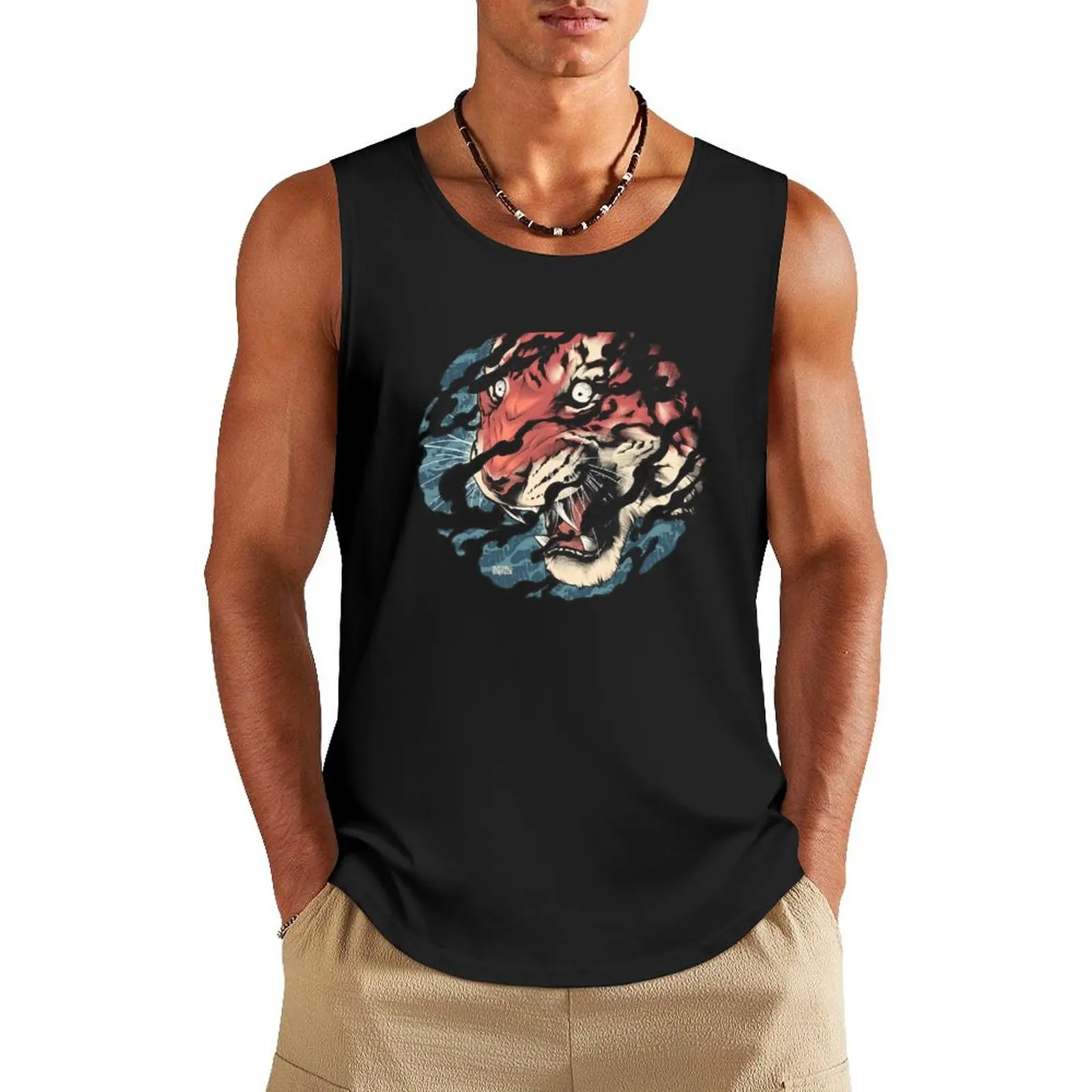 Tora - Japanese tiger tattoo art Tank Top T-shirt men sleeveless Men's t-shirts gym training accessories