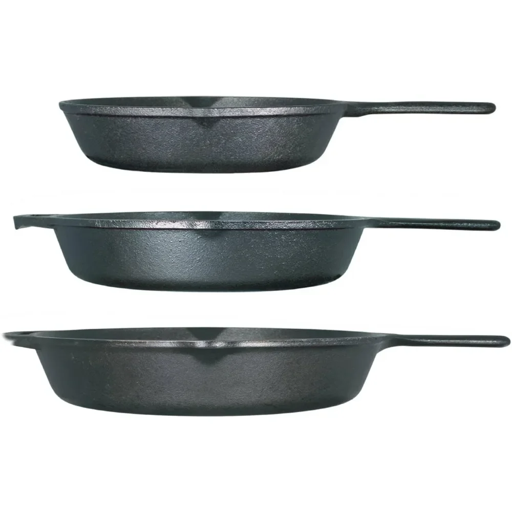 Cast Iron 3 Skillet Bundle. 12 inches and 10.25 inches with 8 inch Set of 3 Cast Iron Frying Pans