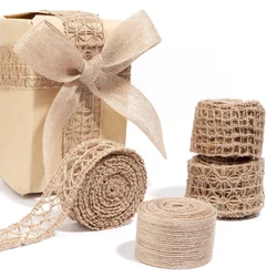 5/10M Lace Tape DIY Apparel Sewing Fabric Linen Burlap Ribbon Linen Webbing for Wedding Decoration Gifts Box Bouquet Packaging