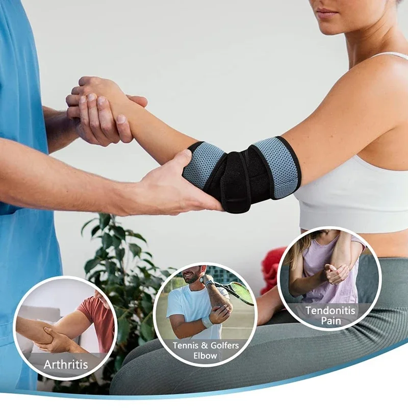 1Pcs Adjustable Elbow Support with 2 Removable Metal Splints Elbow Brace Arm Stabilizer Cubital Tunnel Tennis Sports Protection