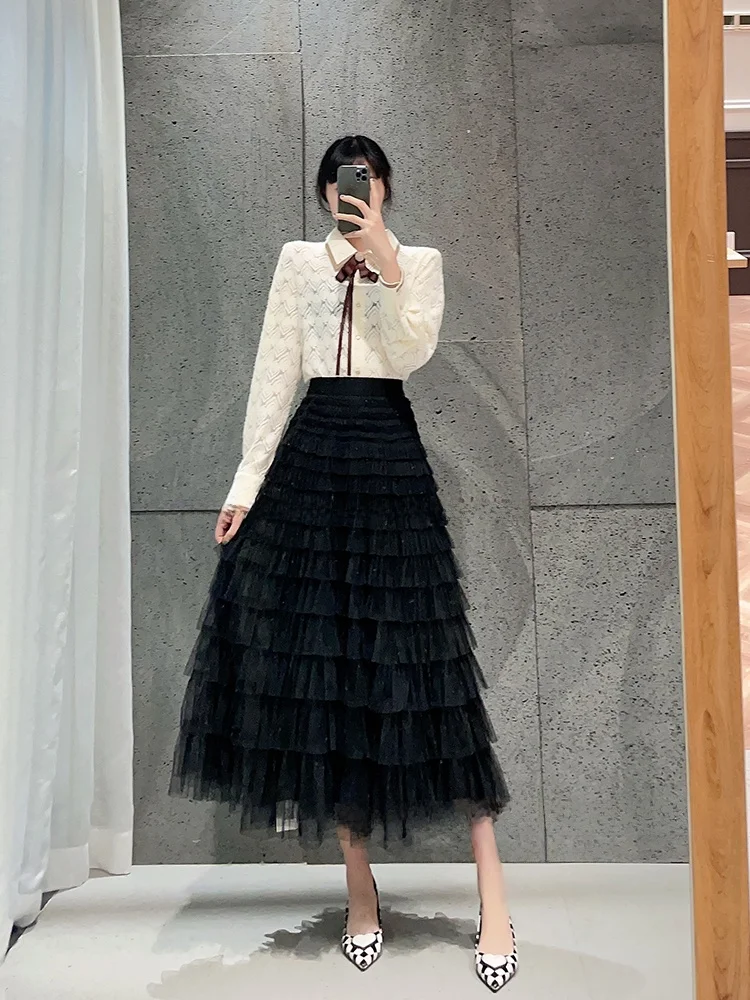 

Новая весенняя юбка Sle в стиле ретро с высокой талией, утягивающая юбка миди длины Me f, женская юбка трапециевидной формы для поездок на работу