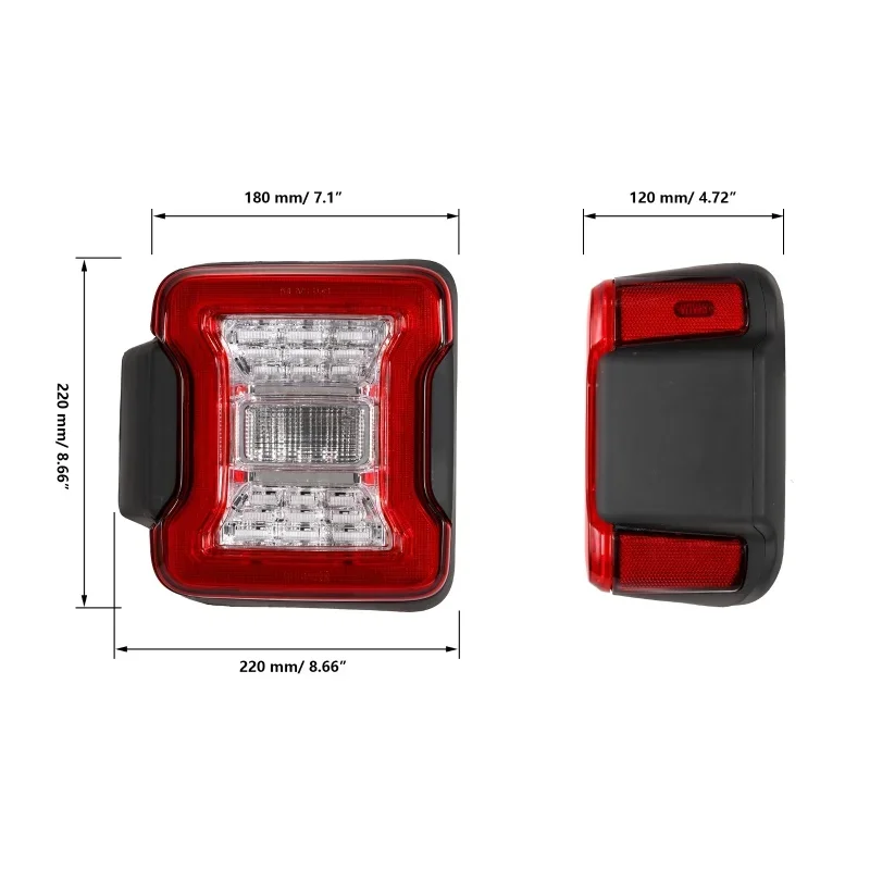 2pcs LED Car Tail Light Rear Turn Signal Reverse Light for Jeep Wrangler JL 2018+ (US/EU Version)