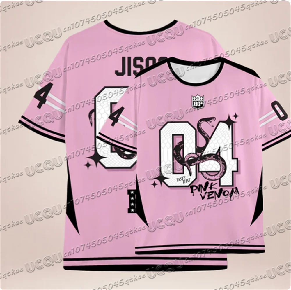 الوردي الأسود المتناقضة الأفعى طباعة نمط جيرسي تي شيرت لصيف المرأة الكورية فتاة مجموعة المحملة س الرقبة فضفاض رداء علوي غير رسمي #2