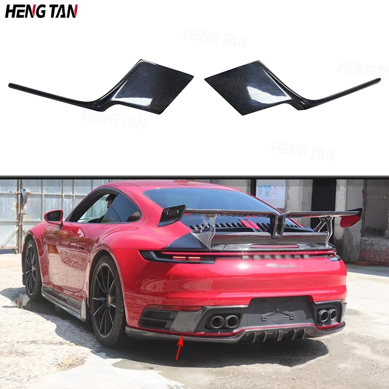 Carbon Fiber Rear Bumper Exhaust Boot Guard Plate Splitter Frame Cover For Porsche Carrera 911 992 2019+ Upgrade Body kit