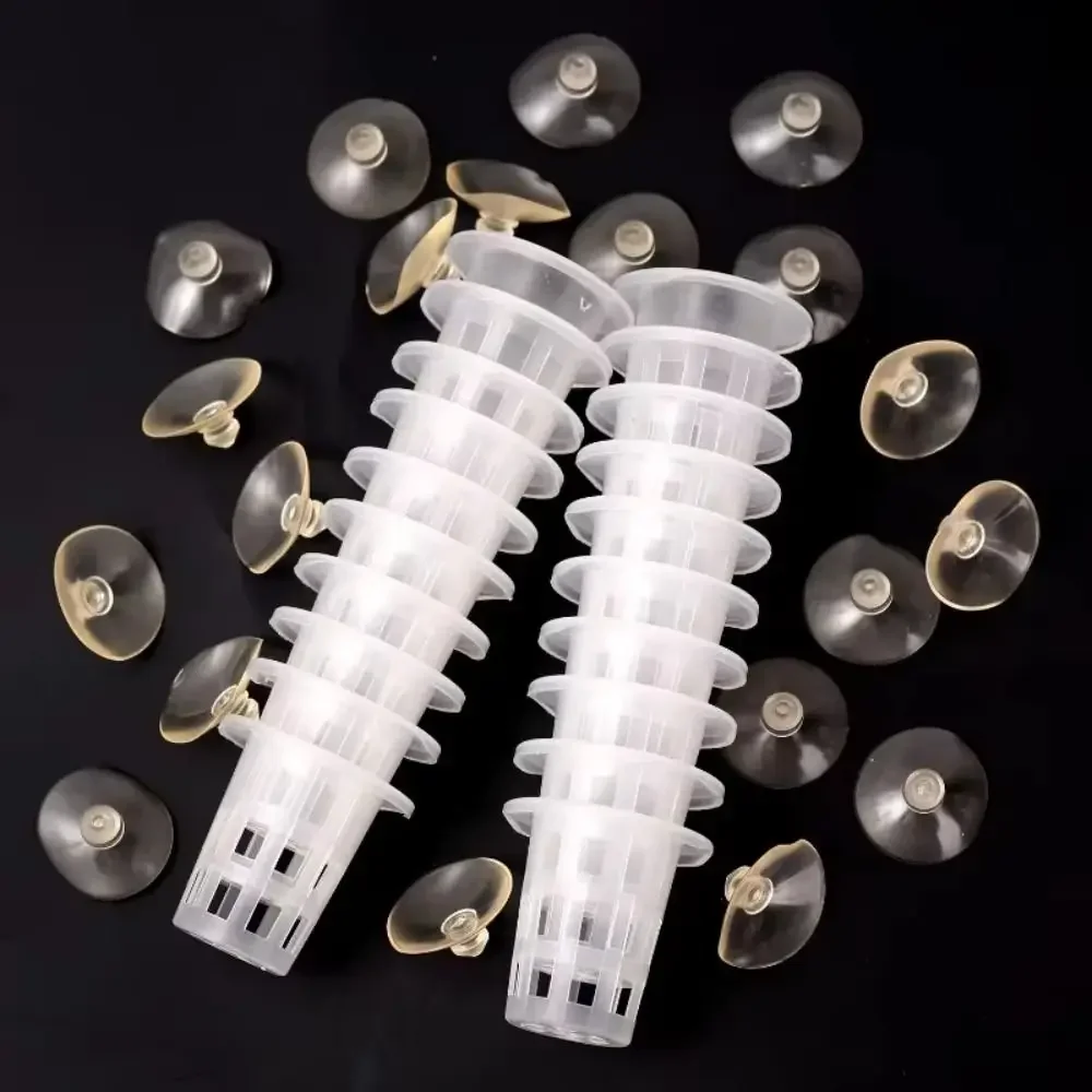 10Pcs Transparent Plant Hydroponic Pot Plastic with Suction Base Water Grass Growth Pots Aquarium Planting Basket