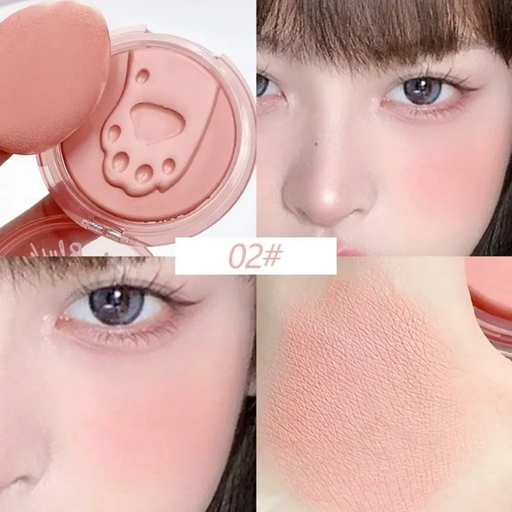 새로운 3D 입체 고양이 발자국 블러쉬 크림 내추럴 매트 컨투어 브라이트닝 핑크 블러셔 틴트 치크 페이스