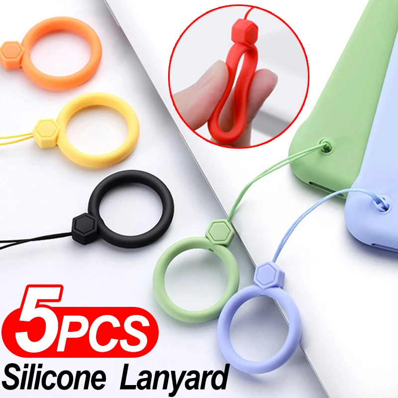 Silicone Lanyard Finger Strap for Iphone Samsung S25 Multicolor CellPhone Finger Ring Lanyard Hanging Rope for U Disk Keychain