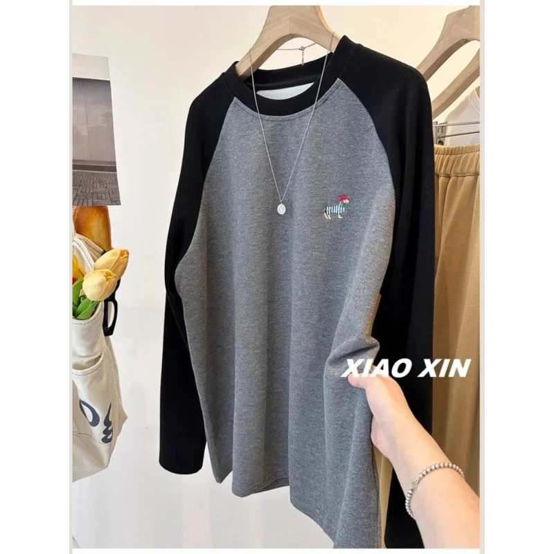 

2025 Autumn and Winter German Velvet Warm Women's Long-sleeved T-shirt Women's Loose Inner Layering Shirt