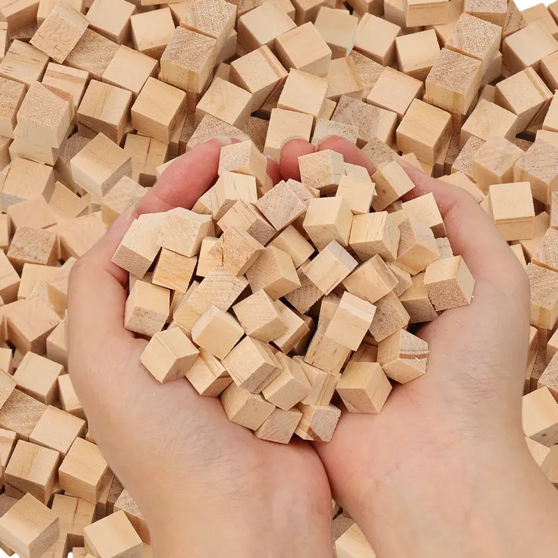 정사각형 작은 나무 블록 모델, 단단한 나무 DIY 수제 나무 블록 조립, 어린이 아기 퍼즐 장난감 장식 수공예 예술