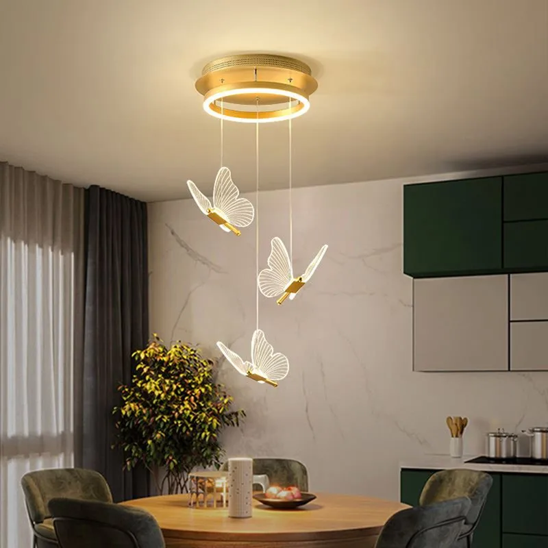 Creative Butterfly Shape Modern Minimalist Atmosphere Light Living Room Dining Room Art Stair Chandelier Crystal Chandelier