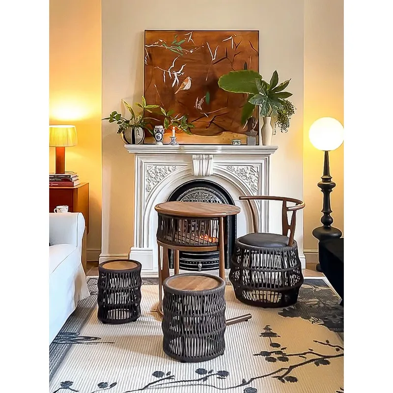 

Balcony tea table and chair combination small apartment modern and simple tea table table and chairs