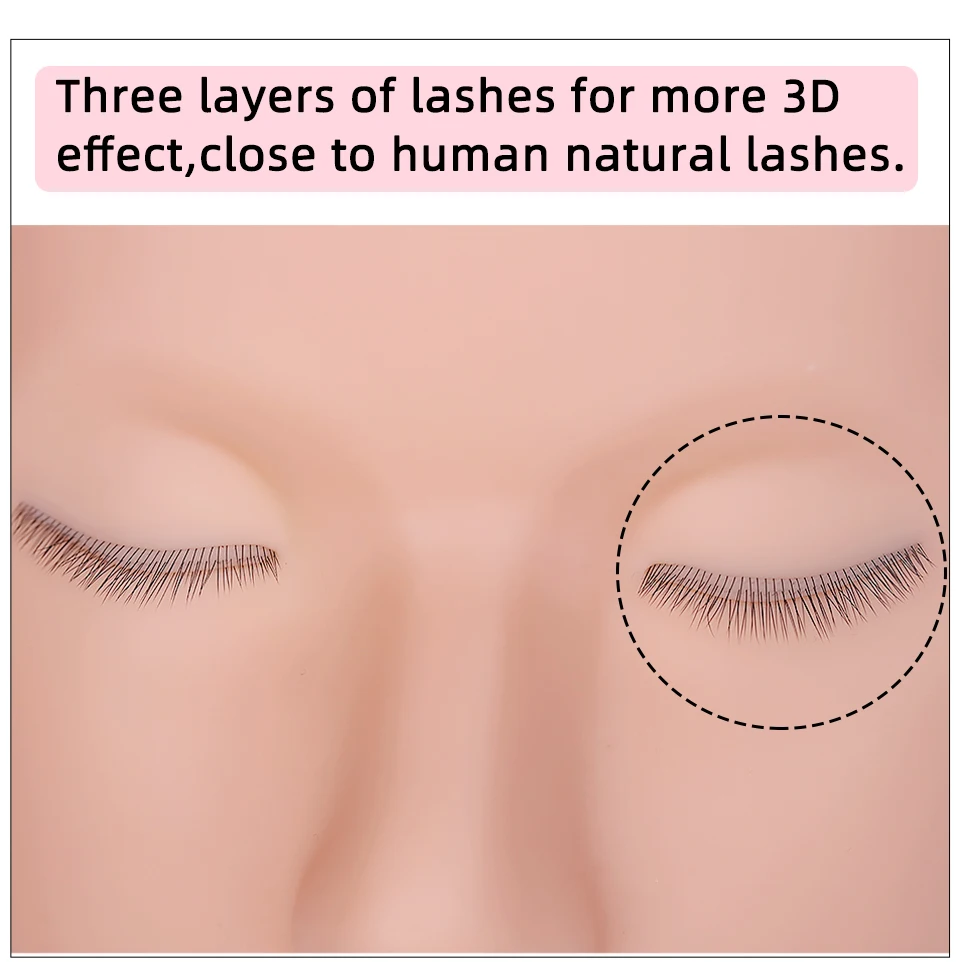 3-lagiger Wimpern-Mannequin-Kopf zum Üben von Wimpern-Make-up, Werkzeug für Wimpernverlängerungen, Übungswerkzeuge für Wimpern-Transplantation, Make-up-Trainingsmodell – Detail 3