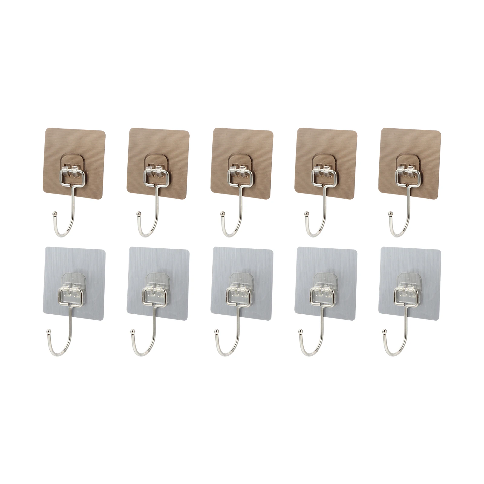 

10pcs Stainless Steel Self Adhesive Hooks Detachable Wall Hanger Punch Decor Waterproof Bath Kitchen Utensils Holder