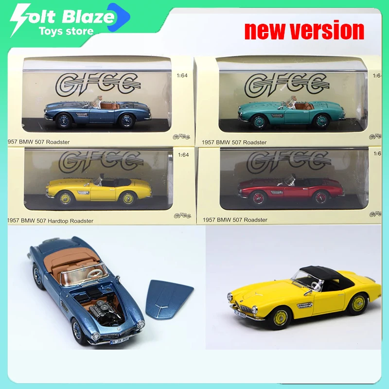 GFCC 1/64 1957 BMW 507 Convertible Retro Car DieCast Open-Hood Alloy Car Model Simulation Static Display Cars Model Boy Toy Gift