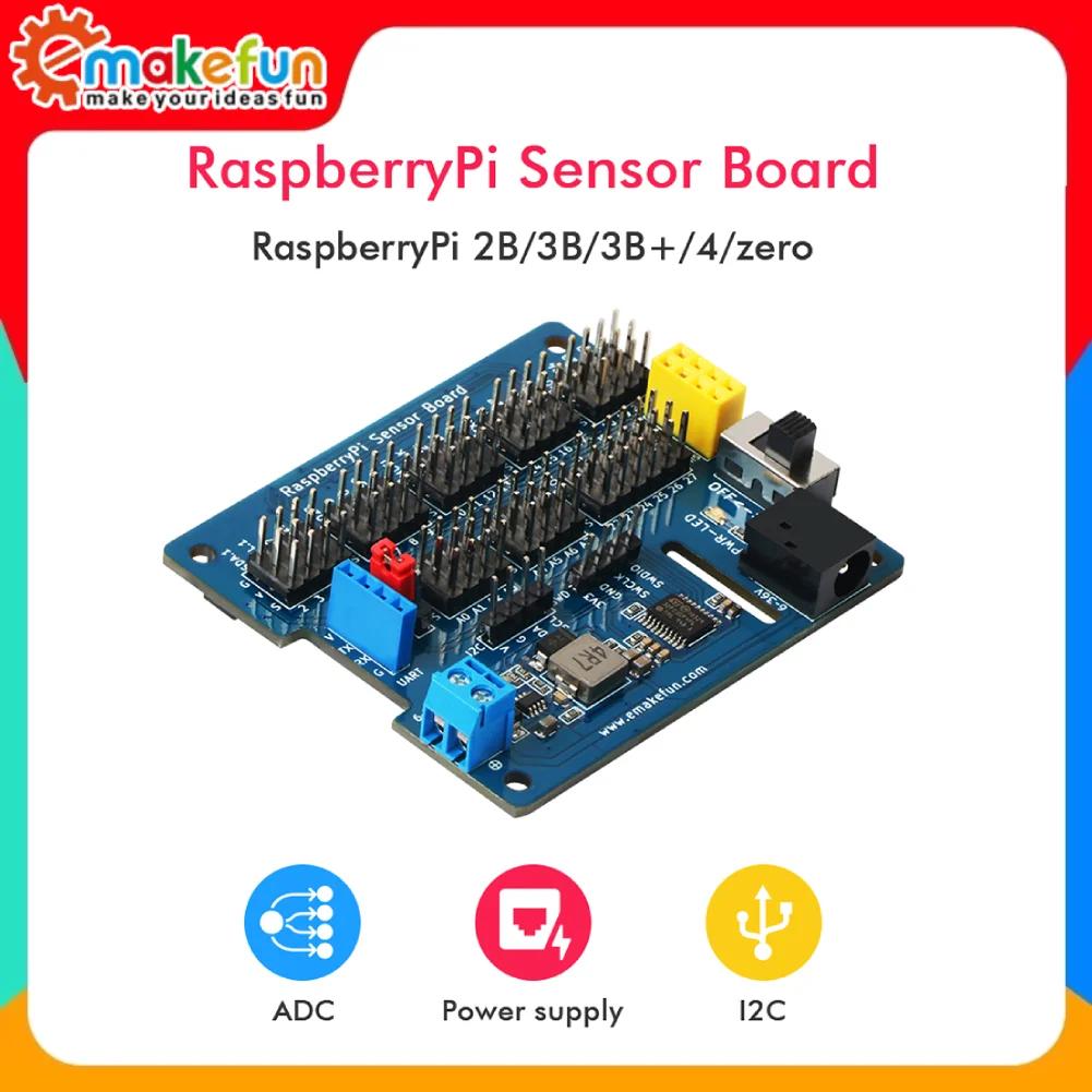 Für Raspberry Pi 4. Generation 4b/3b+sensor I0 Erweiterungsplatine mit Adc/pwm Gpio Erweiterungsplatine I2c Steuerung mit DC