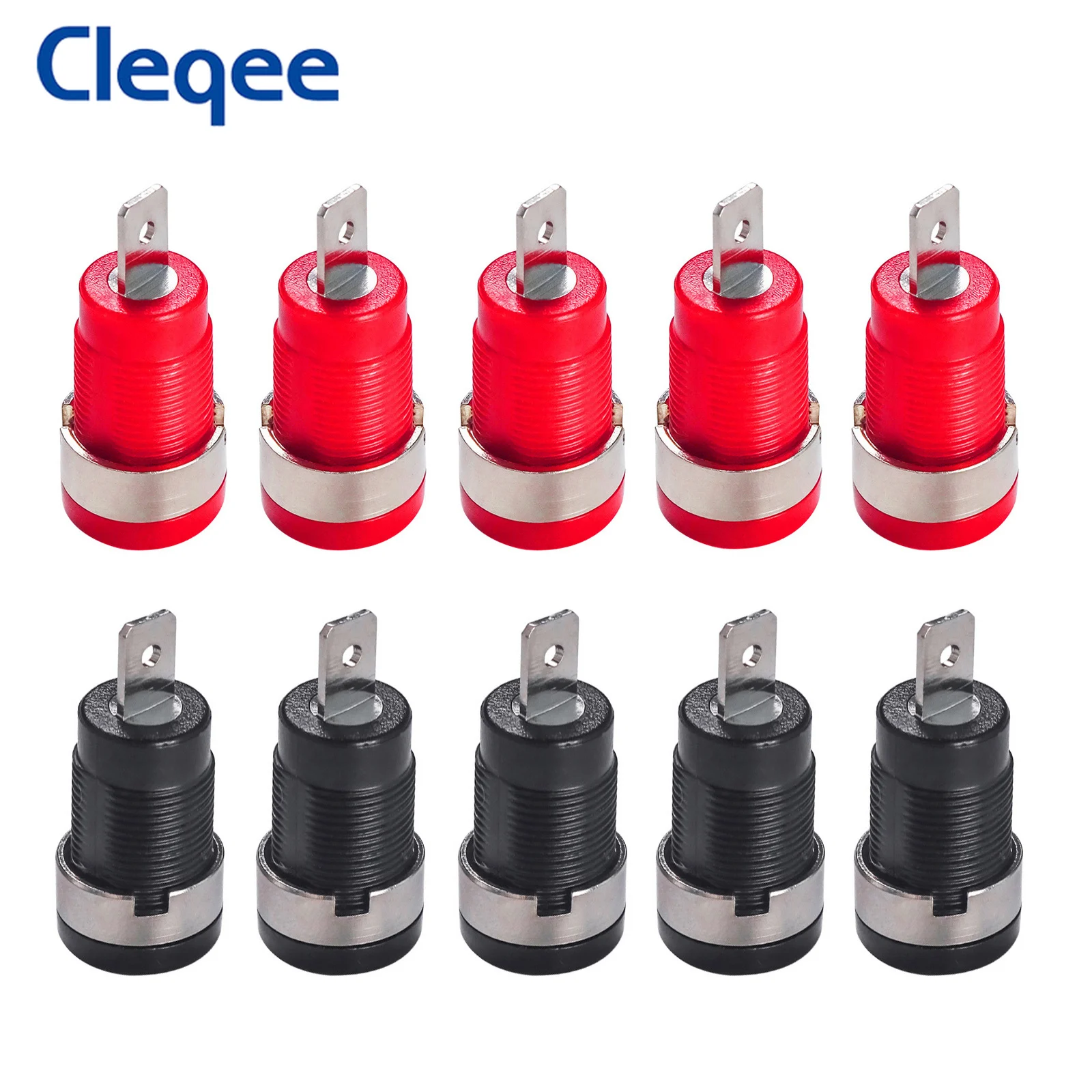 Cleqee P3007 10 قطعة معزول 4 مللي متر ملزمة آخر موصل النيكل مطلي آمنة الموز الإناث جاك لوحة جبل المقبس التوصيل 5 ألوان