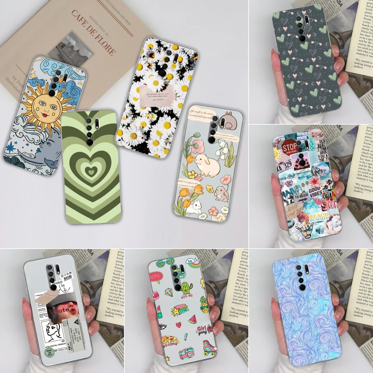 Clear Case For Xiaomi Redmi 9 9A Cute Rabbit Silicone Soft TPU Coque Shock Resistant Back Cover For Redmi9 9 A Funda Phone Bags