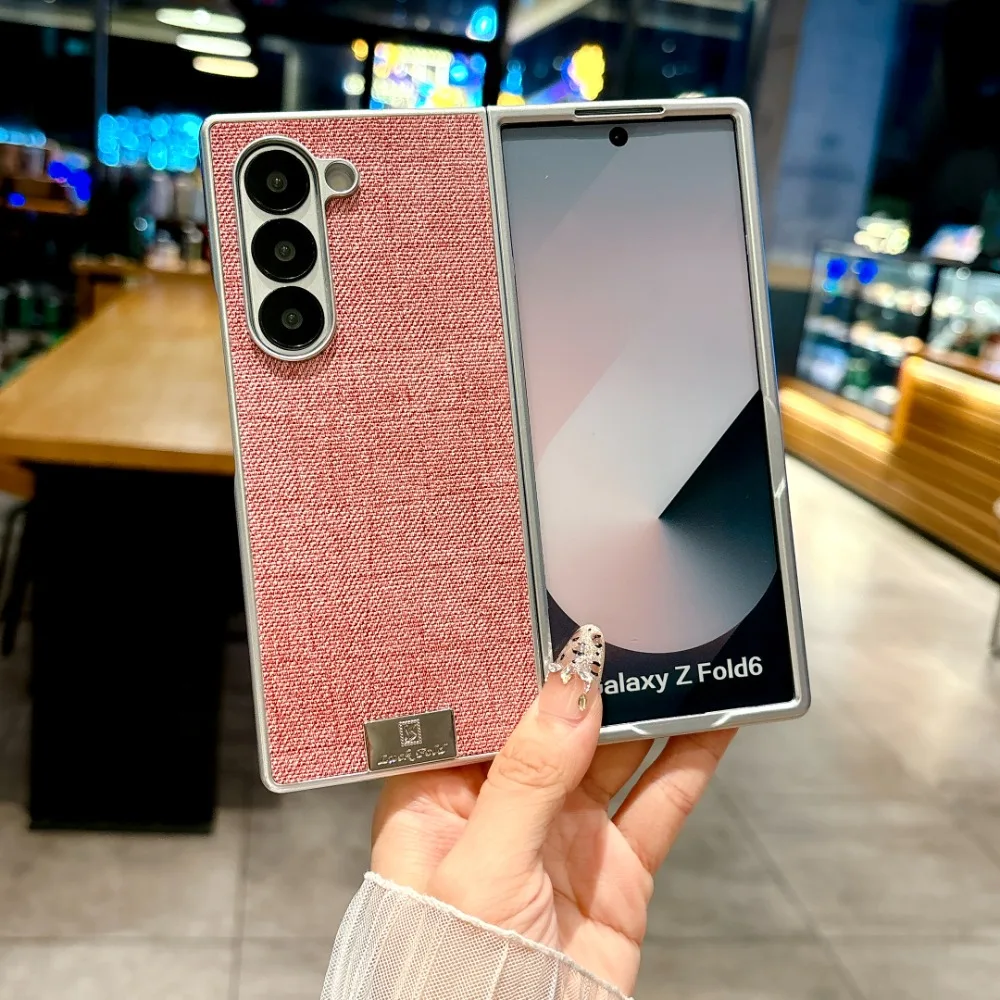 Высококачественный деловой кожаный чехол с серебряной каймой для Samsung Galaxy Z Fold 7, 6, 5, 4, 3, противоударный защитный чехол