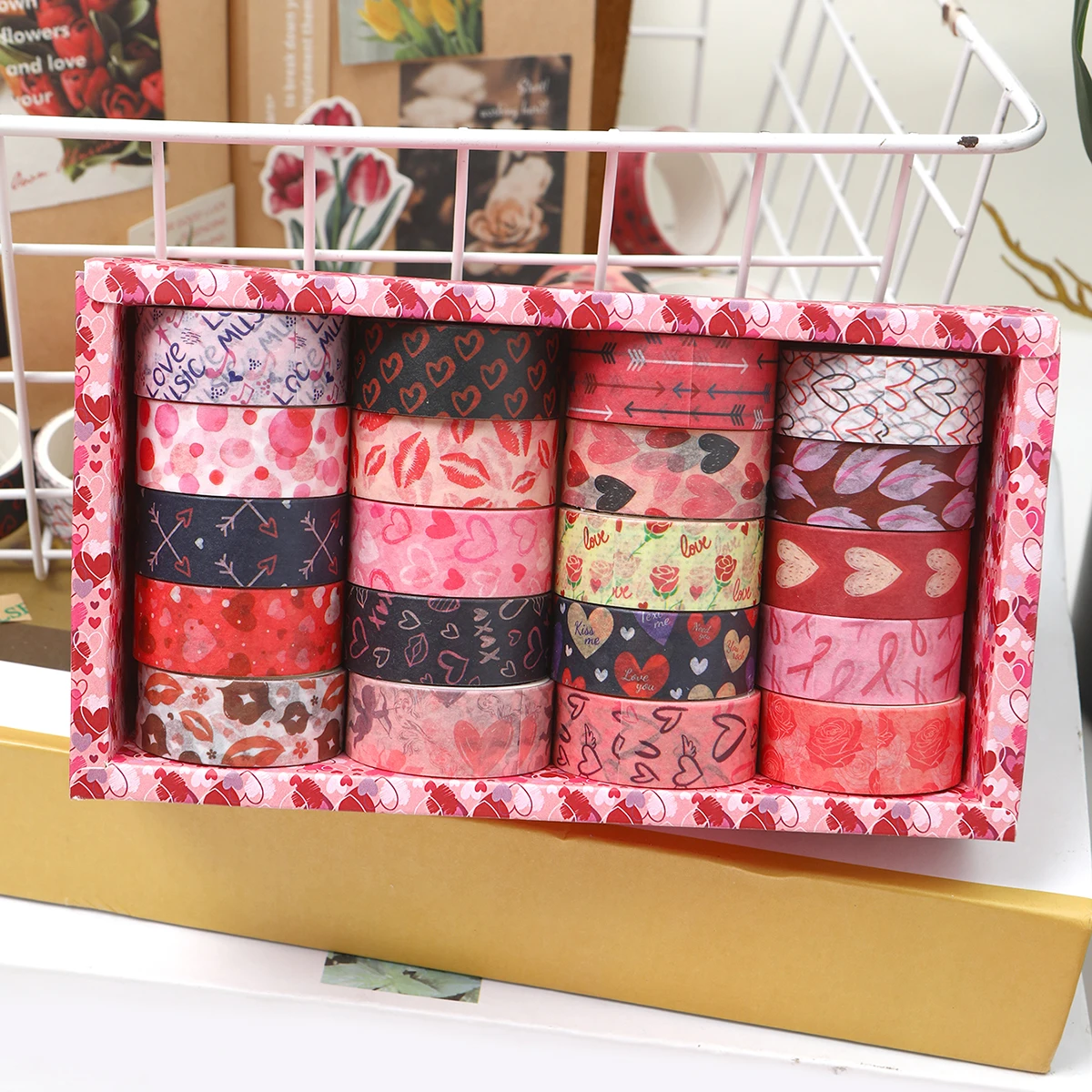 

Romantic Valentine's Day Washi Tapes Set for DIY Decorative Adhesive Office Supplies Ideal for Room Party Festival Decoration
