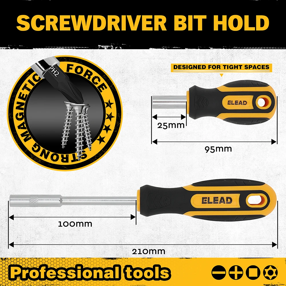 ELEAD 26Pcs Magnetic Screwdriver Bit Set 1/4