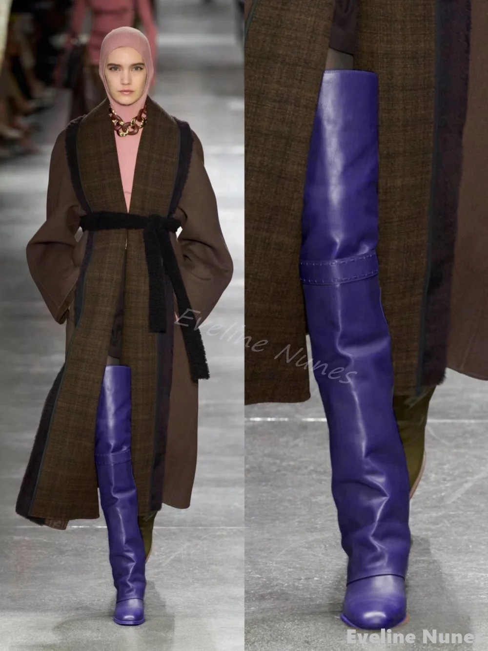 Straight Hem Over-the-knee Boots Women Fashion Solid Square Toe Chunky Heel Long Boots 2025 Retro Large Size Catwalk Knight Boot