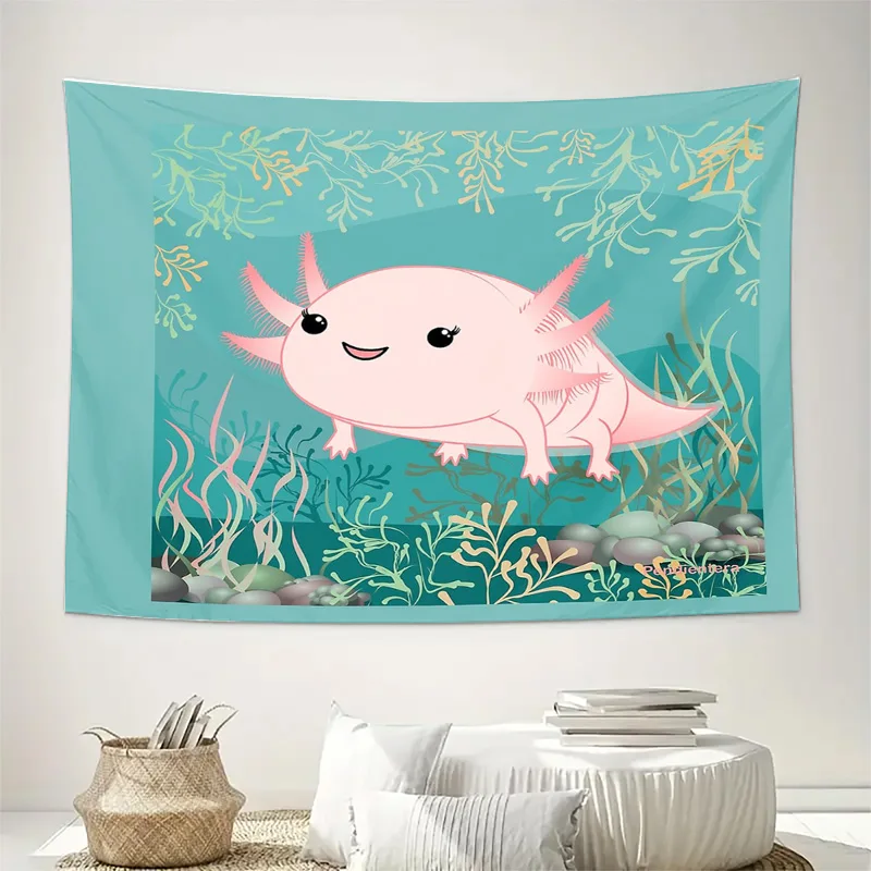 Axolotl Tapestry Wall HangingCute Salamander DecorAnime Room AestheticBoho Dorm Wall ArtNature Lover GiftVivid Color Home Decor