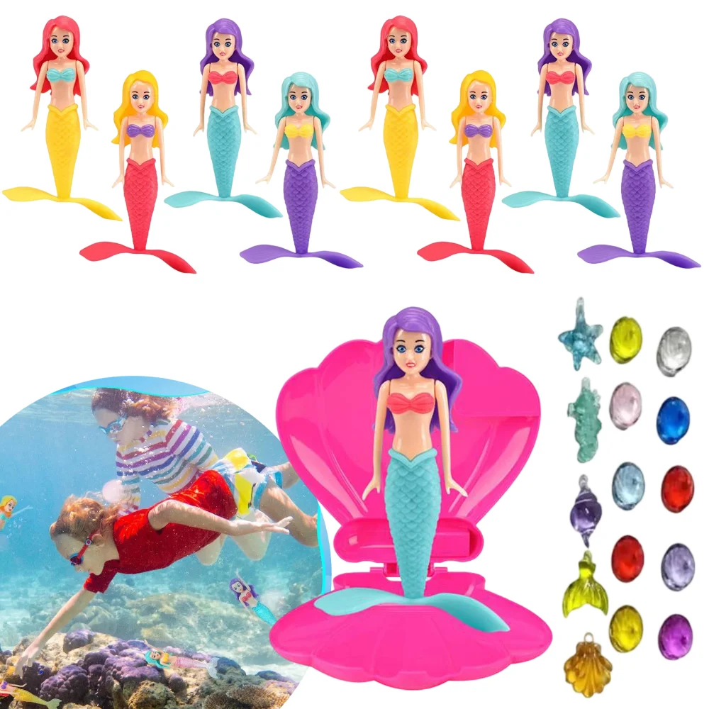 2/4/12 pçs treinamento subaquático jogo de mergulho brinquedo crianças forma sereia brinquedo de mergulho crianças piscina sereia brinquedos crianças brinquedo de mergulho de água