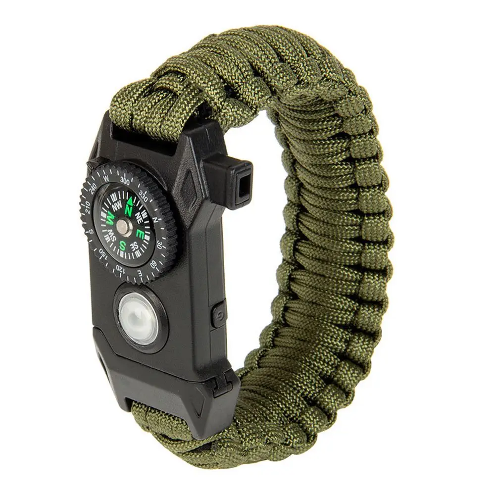 6 in1 Multi functional Bracelet Umbrella Rope SOS Survival Signal Light Bracelet Outdoor Emergency Umbrella Rope Bracelet