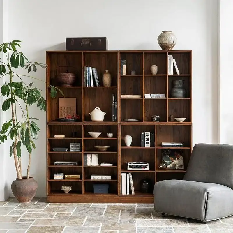 #African Teak/Camphor Wood Locker Easy Operate Living Room Glass Wall Cabinet with Minimalist Design for Hotel Use